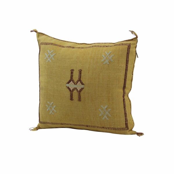 Yellow Pillows silk All sizes , Sabra Cactus Pillow Silk, Lumbar Cushion Handmade Silk Decorative Pillow, Moroccan Sabra Decorative Cushion