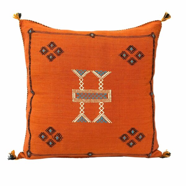 Moroccan Pillow silk All sizes ,Pillow Cactus Silk, Orange Lumbar Cushion Handmade Silk Decorative Pillow, Moroccan Sabra Decorative Cushion