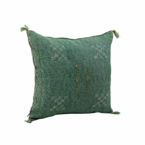 Green silk pillow, Moroccan Sabra cushion, handmade cactus silk pillow, Berber Sabra cushion, Pillow Throw, Moroccan Lumbar Sabra Cushion