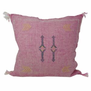 Pink Pillow silk All sizes ,Pillow Cactus Silk, Moroccan Lumbar Cushion Handmade Silk Decorative Pillow, Moroccan Sabra Decorative Cushion