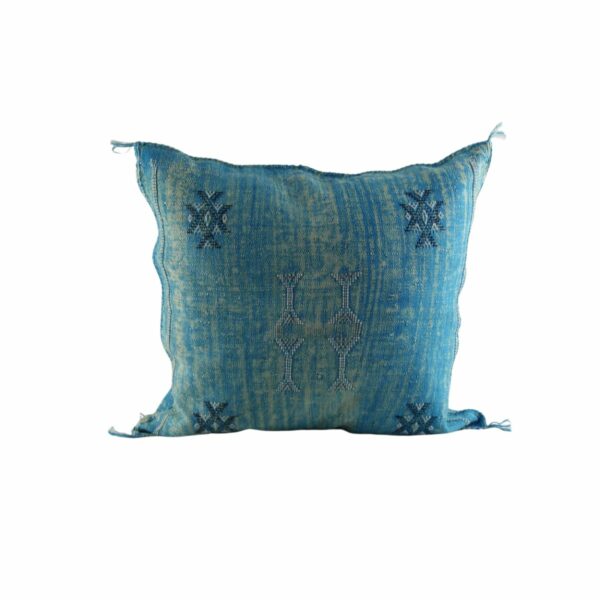 Sky Blue Pillows silk All sizes ,Pillow Cactus Silk, BlueLumbar Cushion Handmade Silk Decorative Pillow, Moroccan Sabra Decorative Cushion